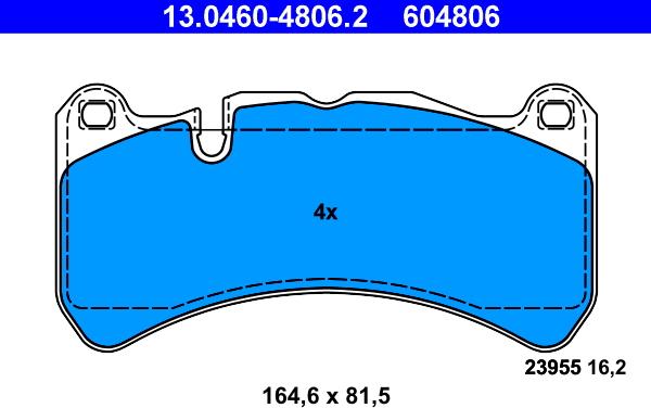 ATE 13.0460-4806.2 - Гальмівні колодки, дискові гальма autozip.com.ua