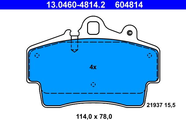 ATE 13.0460-4814.2 - Гальмівні колодки, дискові гальма autozip.com.ua