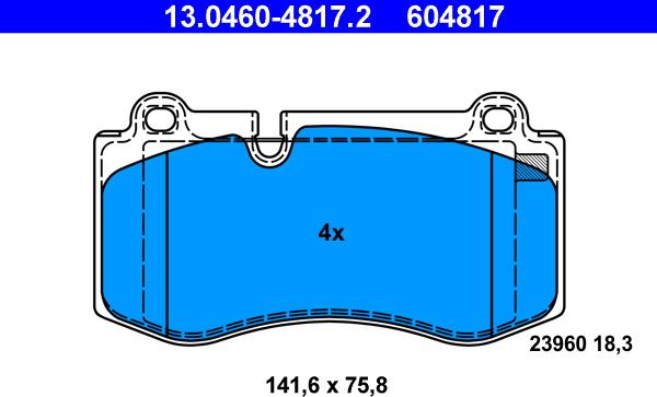 ATE 13.0460-4817.2 - Гальмівні колодки, дискові гальма autozip.com.ua