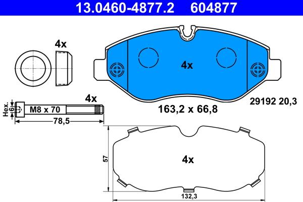 ATE 13.0460-4877.2 - Гальмівні колодки, дискові гальма autozip.com.ua