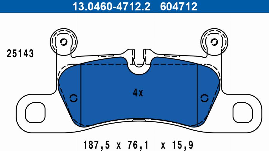 ATE 13.0460-4712.2 - Гальмівні колодки, дискові гальма autozip.com.ua