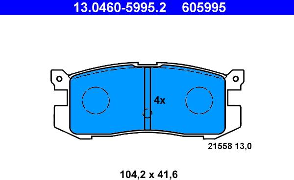 ATE 13.0460-5995.2 - Гальмівні колодки, дискові гальма autozip.com.ua