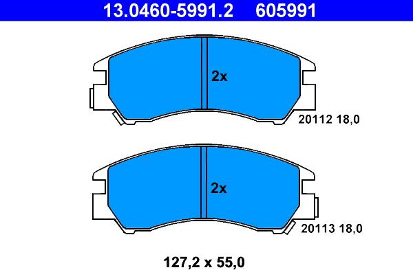 ATE 13.0460-5991.2 - Гальмівні колодки, дискові гальма autozip.com.ua