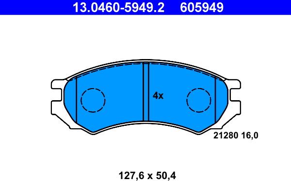 ATE 13.0460-5949.2 - Гальмівні колодки, дискові гальма autozip.com.ua