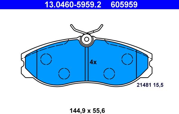 ATE 13.0460-5959.2 - Гальмівні колодки, дискові гальма autozip.com.ua