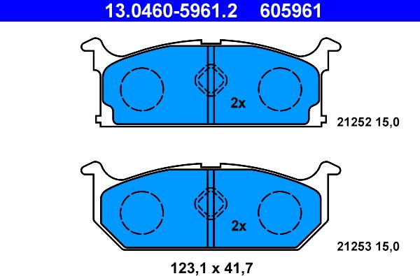 ATE 13.0460-5961.2 - Гальмівні колодки, дискові гальма autozip.com.ua