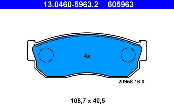 ATE 13.0460-5963.2 - Гальмівні колодки, дискові гальма autozip.com.ua