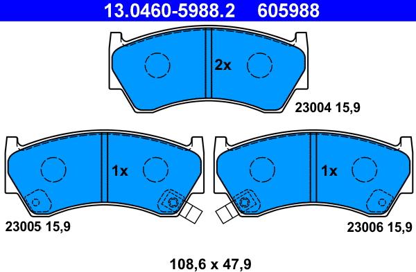 ATE 13.0460-5988.2 - Гальмівні колодки, дискові гальма autozip.com.ua