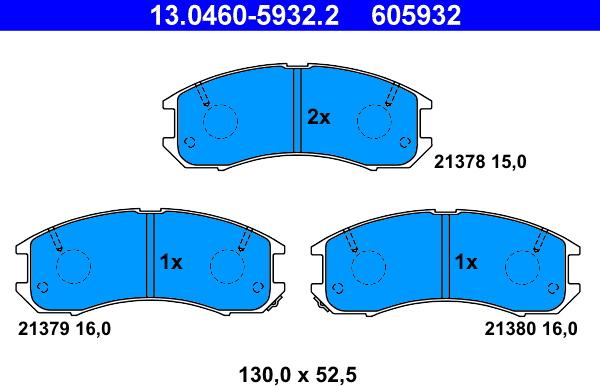 ATE 13.0460-5932.2 - Гальмівні колодки, дискові гальма autozip.com.ua