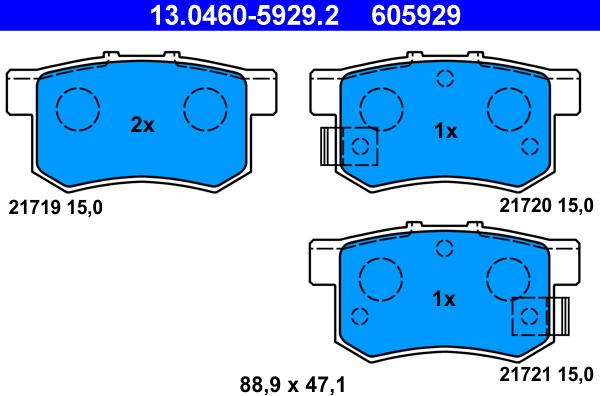 ATE 13.0460-5929.2 - Гальмівні колодки, дискові гальма autozip.com.ua