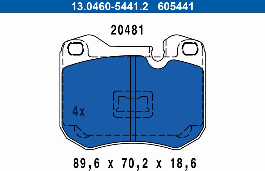 ATE 13.0460-5441.2 - Гальмівні колодки, дискові гальма autozip.com.ua