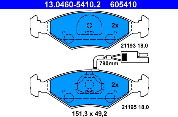 ATE 13.0460-5410.2 - Гальмівні колодки, дискові гальма autozip.com.ua