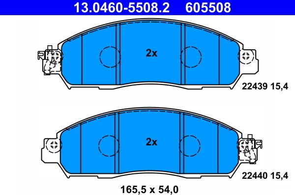 ATE 13.0460-5508.2 - Гальмівні колодки, дискові гальма autozip.com.ua