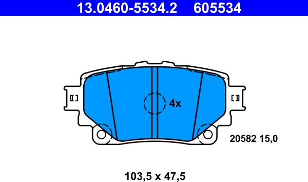 ATE 13.0460-5534.2 - Гальмівні колодки, дискові гальма autozip.com.ua
