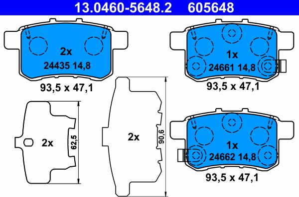 ATE 13.0460-5648.2 - Гальмівні колодки, дискові гальма autozip.com.ua