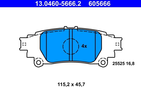 ATE 13.0460-5666.2 - Гальмівні колодки, дискові гальма autozip.com.ua