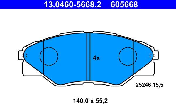 ATE 13.0460-5668.2 - Гальмівні колодки, дискові гальма autozip.com.ua