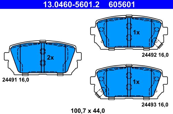 ATE 13.0460-5601.2 - Гальмівні колодки, дискові гальма autozip.com.ua