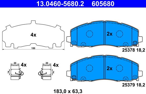 ATE 13.0460-5680.2 - Гальмівні колодки, дискові гальма autozip.com.ua