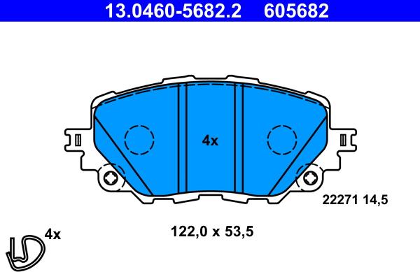 ATE 13.0460-5682.2 - Гальмівні колодки, дискові гальма autozip.com.ua