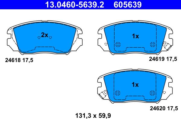 ATE 13.0460-5639.2 - Гальмівні колодки, дискові гальма autozip.com.ua