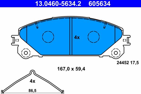 ATE 13.0460-5634.2 - Гальмівні колодки, дискові гальма autozip.com.ua