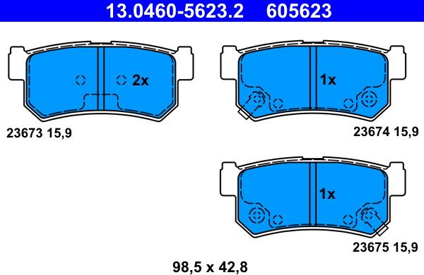 ATE 13.0460-5623.2 - Гальмівні колодки, дискові гальма autozip.com.ua