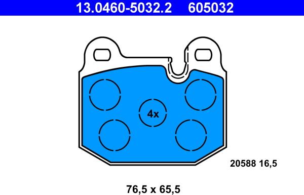 ATE 13.0460-5032.2 - Гальмівні колодки, дискові гальма autozip.com.ua