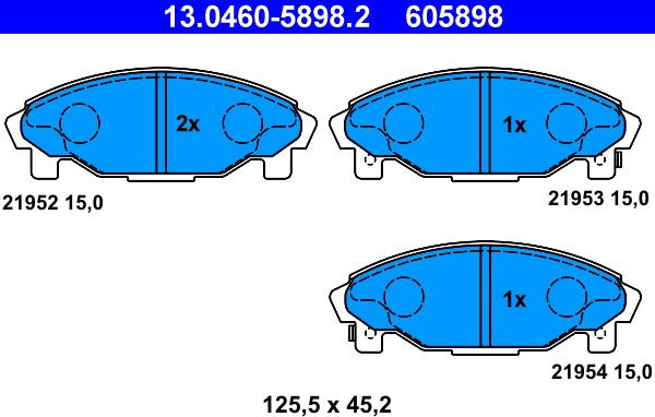 ATE 13.0460-5898.2 - Гальмівні колодки, дискові гальма autozip.com.ua