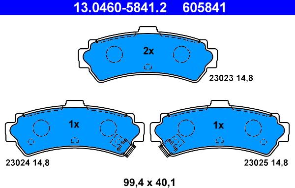 ATE 13.0460-5841.2 - Гальмівні колодки, дискові гальма autozip.com.ua