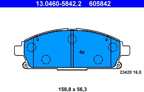 ATE 13.0460-5842.2 - Гальмівні колодки, дискові гальма autozip.com.ua