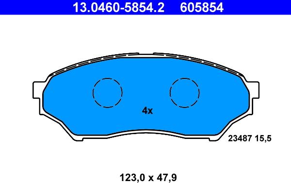 ATE 13.0460-5854.2 - Гальмівні колодки, дискові гальма autozip.com.ua