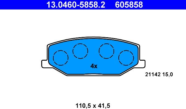 ATE 13.0460-5858.2 - Гальмівні колодки, дискові гальма autozip.com.ua