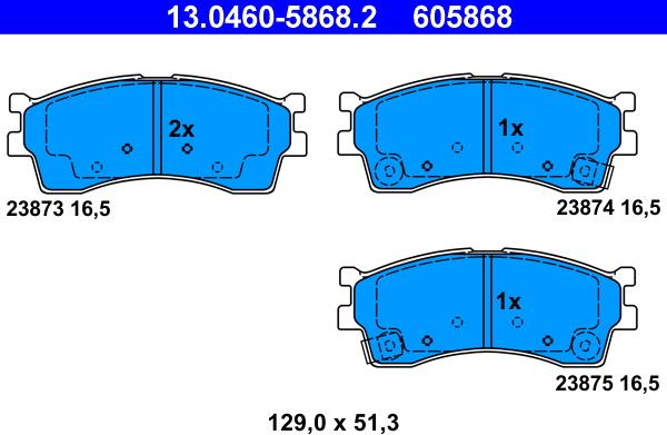 ATE 13.0460-5868.2 - Гальмівні колодки, дискові гальма autozip.com.ua