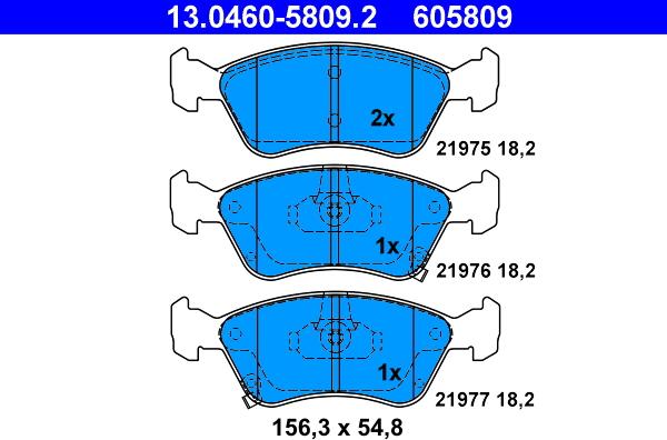 ATE 13.0460-5809.2 - Гальмівні колодки, дискові гальма autozip.com.ua