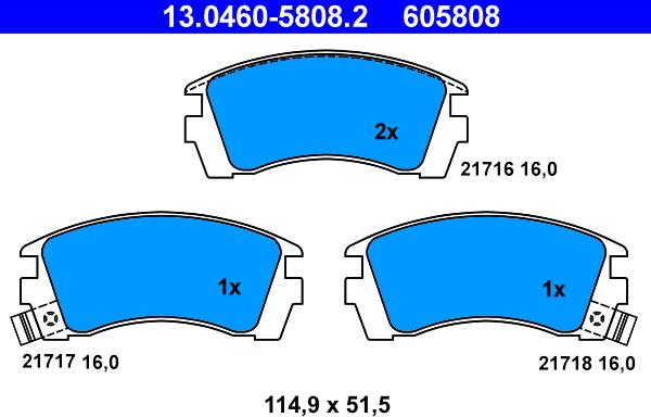 ATE 13.0460-5808.2 - Гальмівні колодки, дискові гальма autozip.com.ua