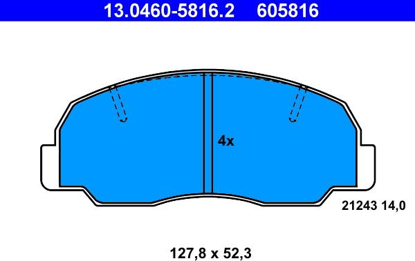 ATE 13.0460-5816.2 - Гальмівні колодки, дискові гальма autozip.com.ua