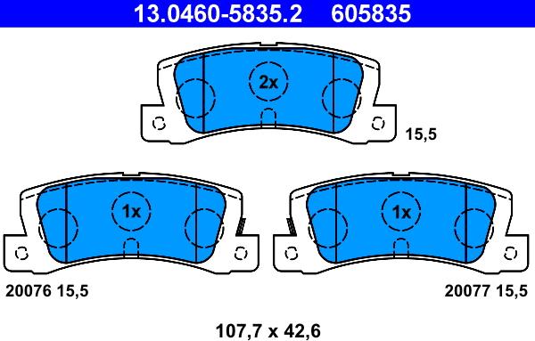 ATE 13.0460-5835.2 - Гальмівні колодки, дискові гальма autozip.com.ua