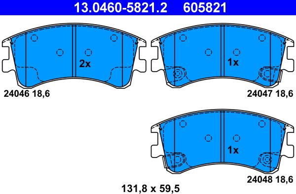 ATE 13.0460-5821.2 - Гальмівні колодки, дискові гальма autozip.com.ua