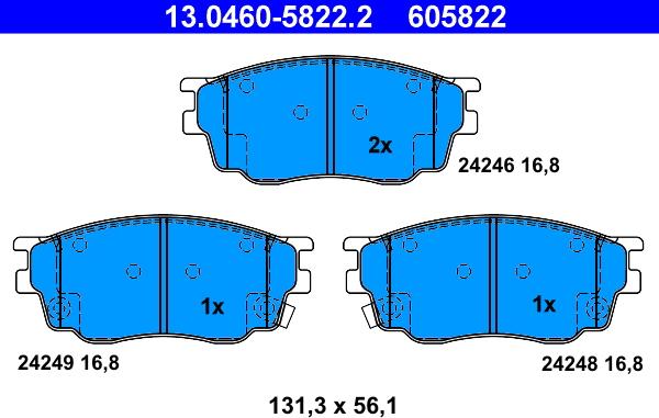 ATE 13.0460-5822.2 - Гальмівні колодки, дискові гальма autozip.com.ua