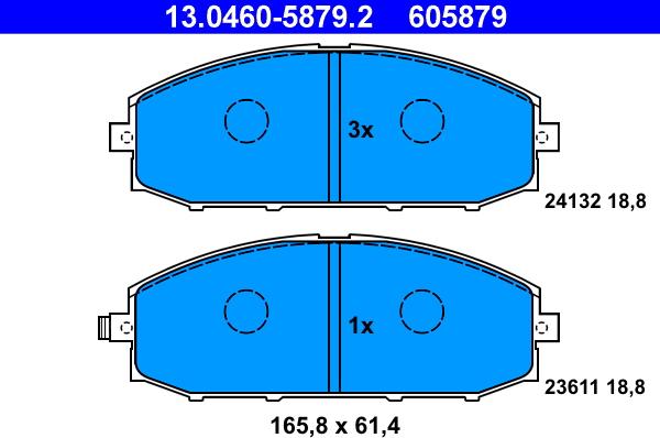 ATE 13.0460-5879.2 - Гальмівні колодки, дискові гальма autozip.com.ua