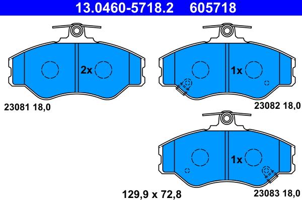 ATE 13.0460-5718.2 - Гальмівні колодки, дискові гальма autozip.com.ua