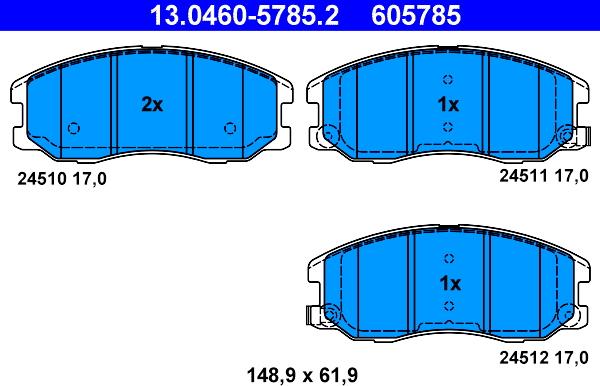 ATE 13.0460-5785.2 - Гальмівні колодки autozip.com.ua