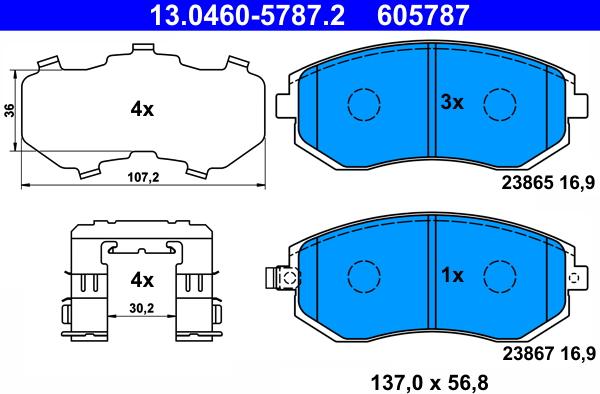 ATE 13.0460-5787.2 - Гальмівні колодки, дискові гальма autozip.com.ua