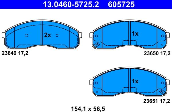 ATE 13.0460-5725.2 - Гальмівні колодки, дискові гальма autozip.com.ua