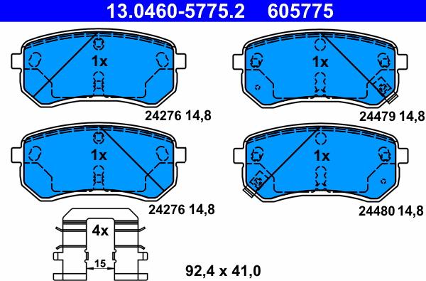 ATE 13.0460-5775.2 - Гальмівні колодки, дискові гальма autozip.com.ua