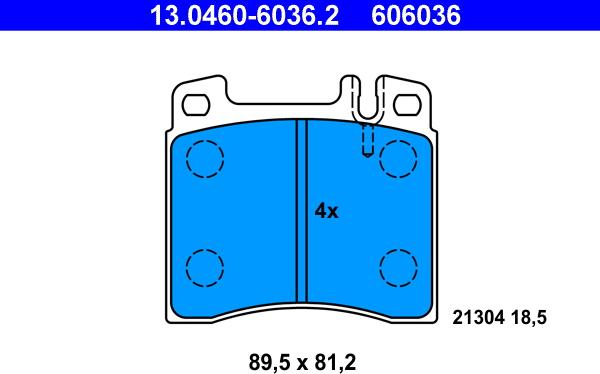 ATE 13.0460-6036.2 - Гальмівні колодки, дискові гальма autozip.com.ua