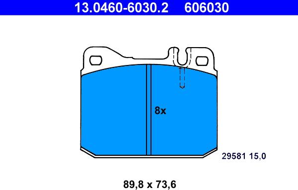 ATE 13.0460-6030.2 - Гальмівні колодки, дискові гальма autozip.com.ua