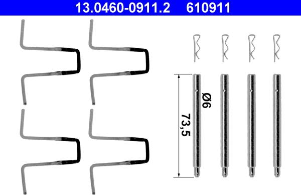 ATE 13.0460-0911.2 - Комплектуючі, колодки дискового гальма autozip.com.ua