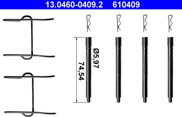 ATE 13.0460-0409.2 - Комплектуючі, колодки дискового гальма autozip.com.ua